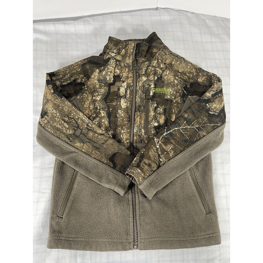 Magellan Outdoors Youth XS Fleece Camo Jacket Full Zip Brown Camouflage Boy Girl